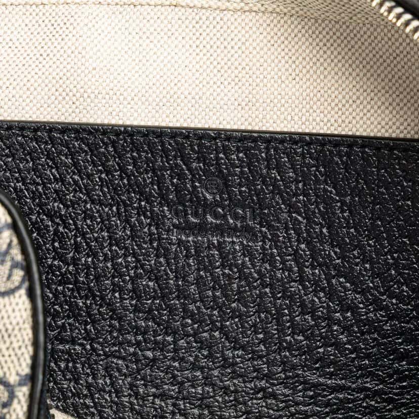 Gucci Small GG Supreme Textured Dollar Calfskin Web Ophidia Camera Bag Brown Canvas Good condition - Box View