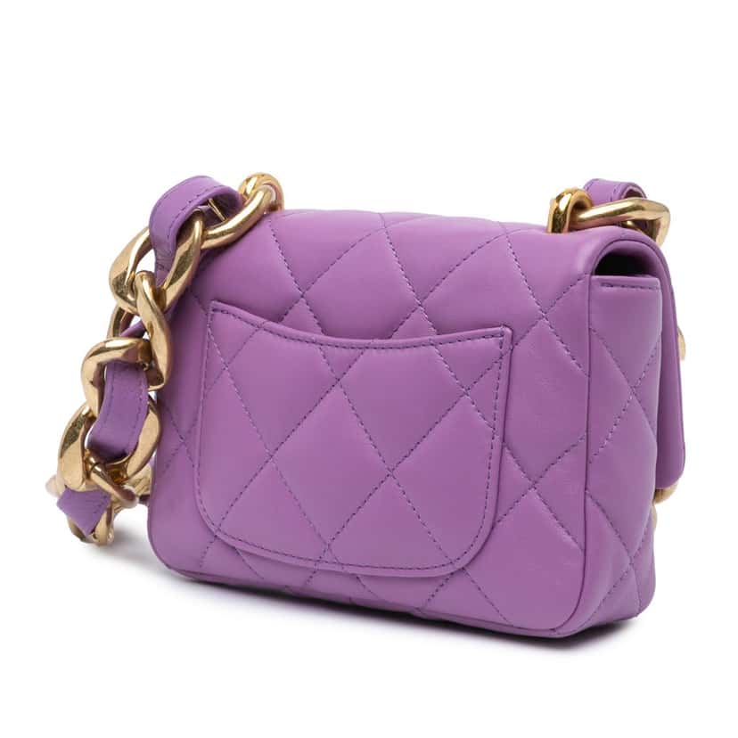 Chanel Mini Quilted Lambskin Funky Town Flap Purple Leather Very good condition - Back View