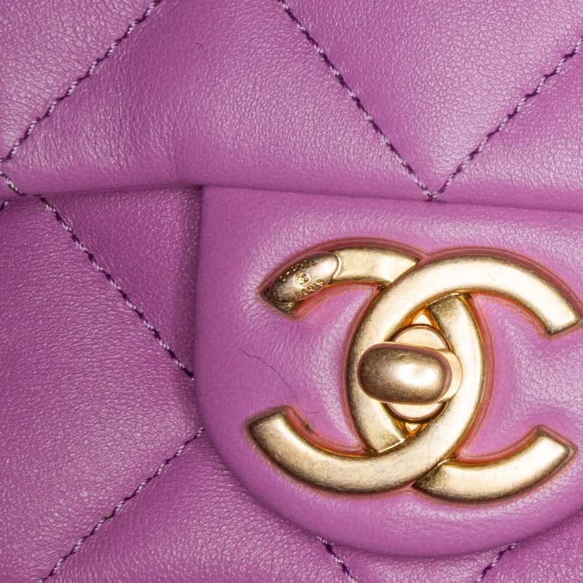 Chanel Mini Quilted Lambskin Funky Town Flap Purple Leather Very good condition - Box View