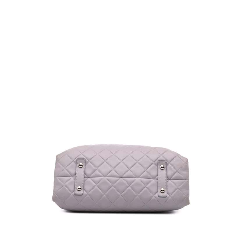 Chanel Quilted Lambskin x3 Accordion Tote Grey Leather Good condition - Inside View