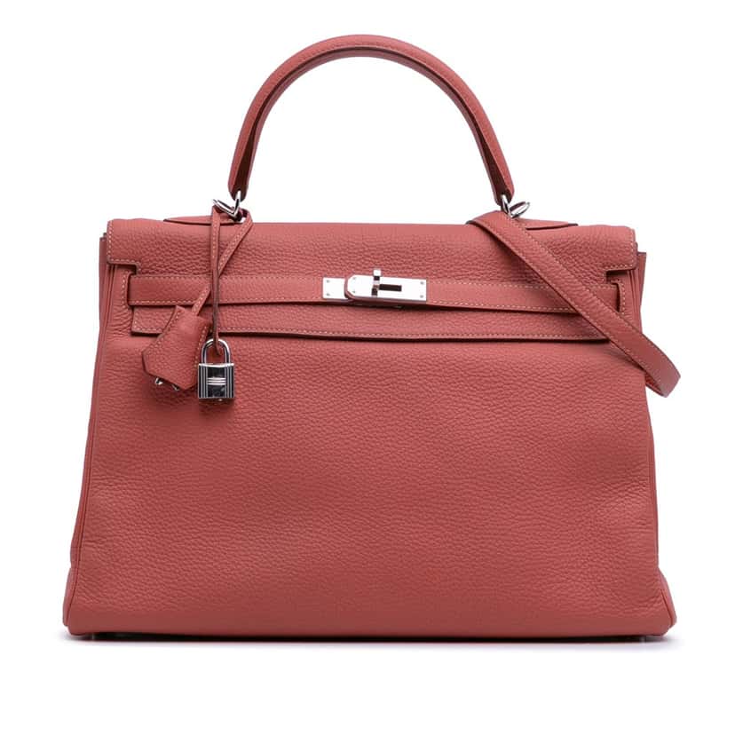 Hermès Togo Kelly II Retourne 35 Red Leather Good condition - Front View