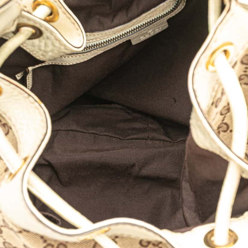 Gucci GG Canvas Interlocking Icon Drawstring Hobo Brown Canvas Good condition - Model View