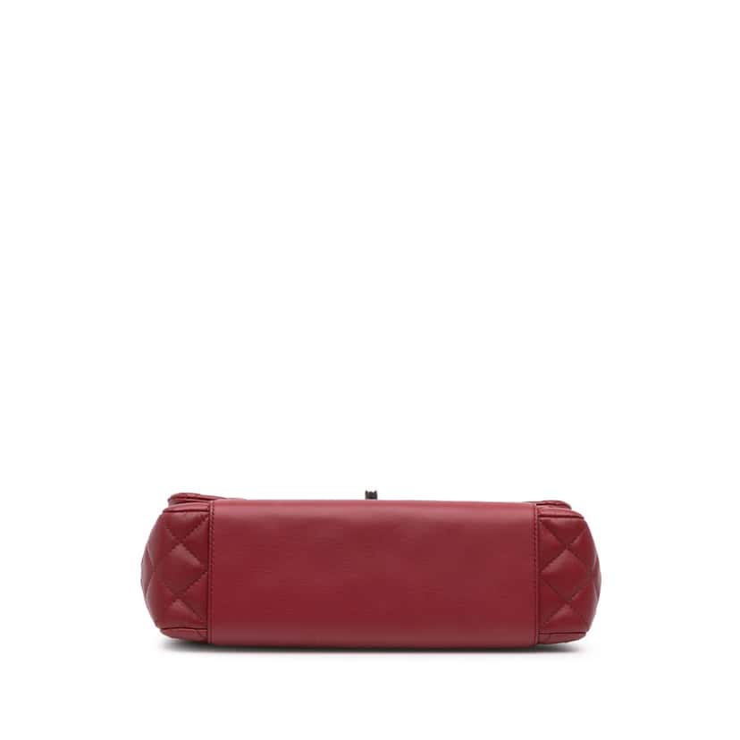 Chanel CC Quilted Lambskin Single Flap Red Leather Good condition - Inside View