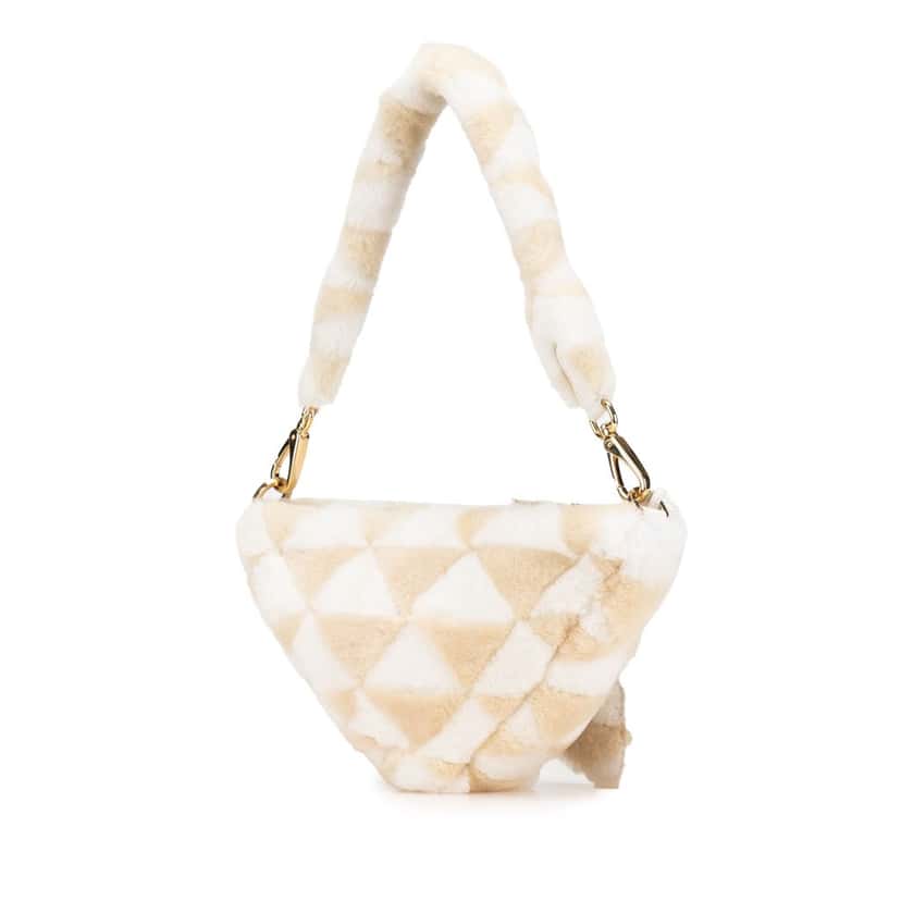 Prada Mini Shearling Symbole Triangle Satchel Brown Good condition - Back View