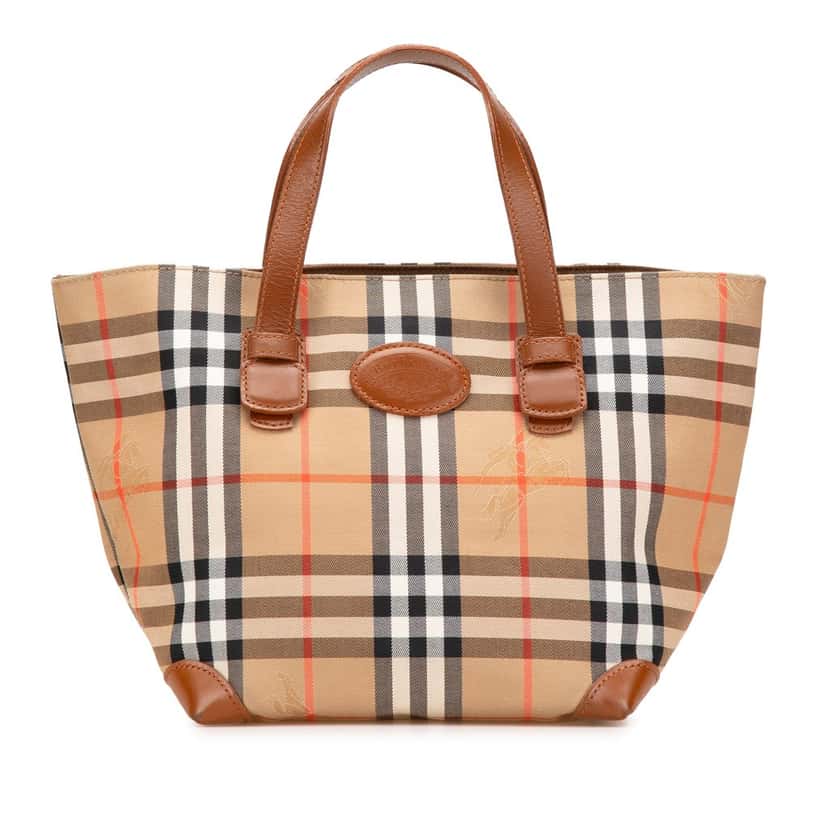 Burberry Haymarket Check Canvas Handbag Brown Canvas Good condition - Front View