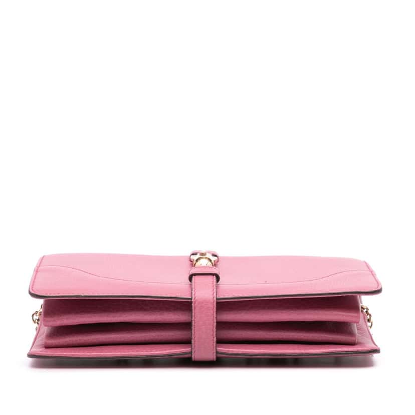 Gucci Pebbled Calfskin Piston Broadway Evening Bag Pink Leather Good condition - Inside View
