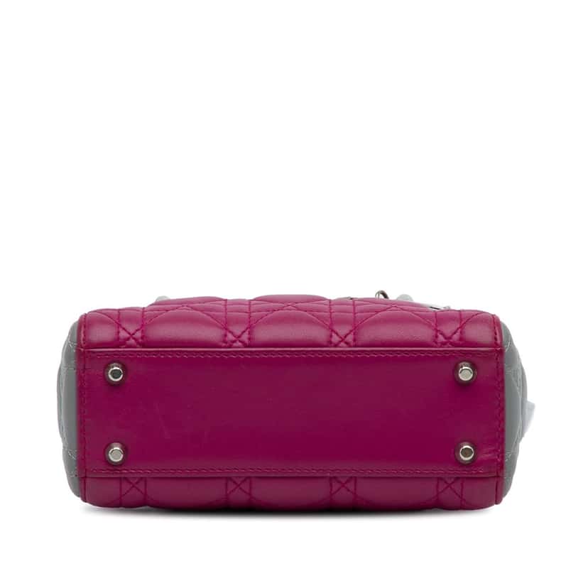 Dior Mini Tricolor Lambskin Cannage Lady Dior Pink Leather Good condition - Box View