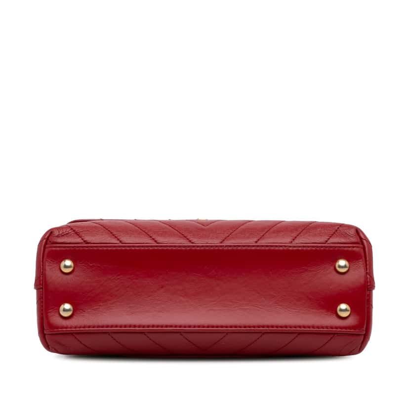 Chanel Small Lambskin Chevron Coco Top Handle Bag Red Leather Good condition - Box View