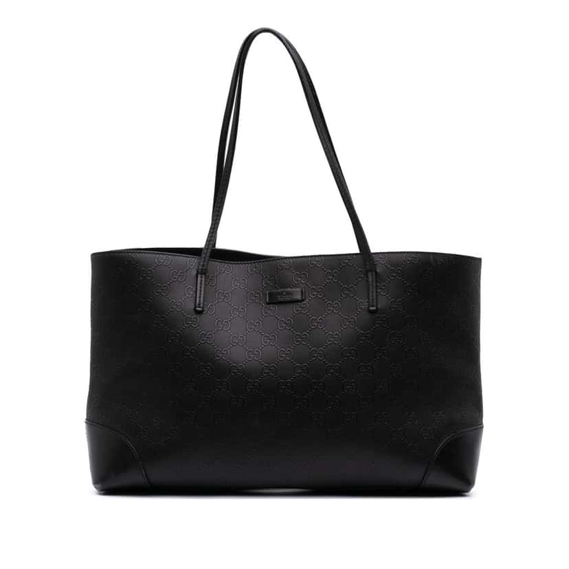 Gucci GG Embossed Leather Hilary Lux Tote Black Leather Good condition - Front View