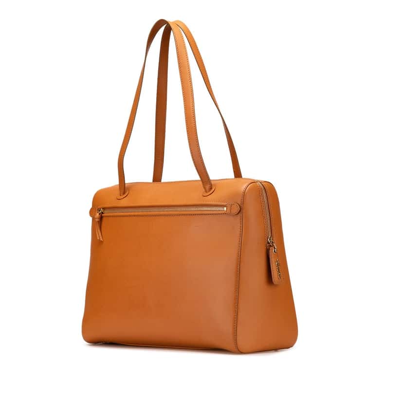 Chanel Grained Calfskin Tote Brown Leather Good condition - Back View