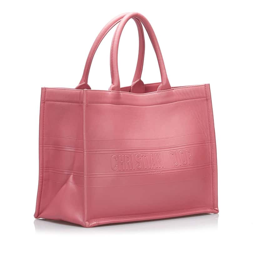 Dior Medium Embossed Book Tote Pink Leather Good condition - Back View
