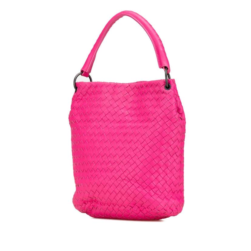 Bottega Veneta Nappa Intrecciato Bucket Bag Pink Leather Good condition - Back View