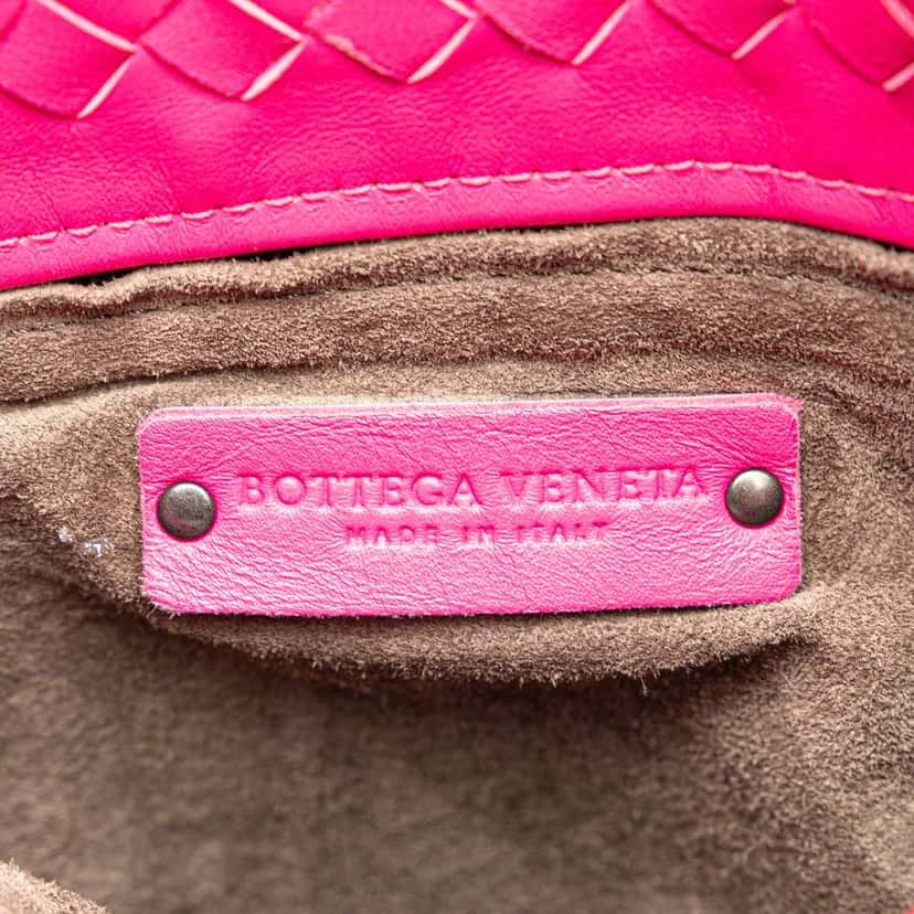 Bottega Veneta Nappa Intrecciato Bucket Bag Pink Leather Good condition - Box View