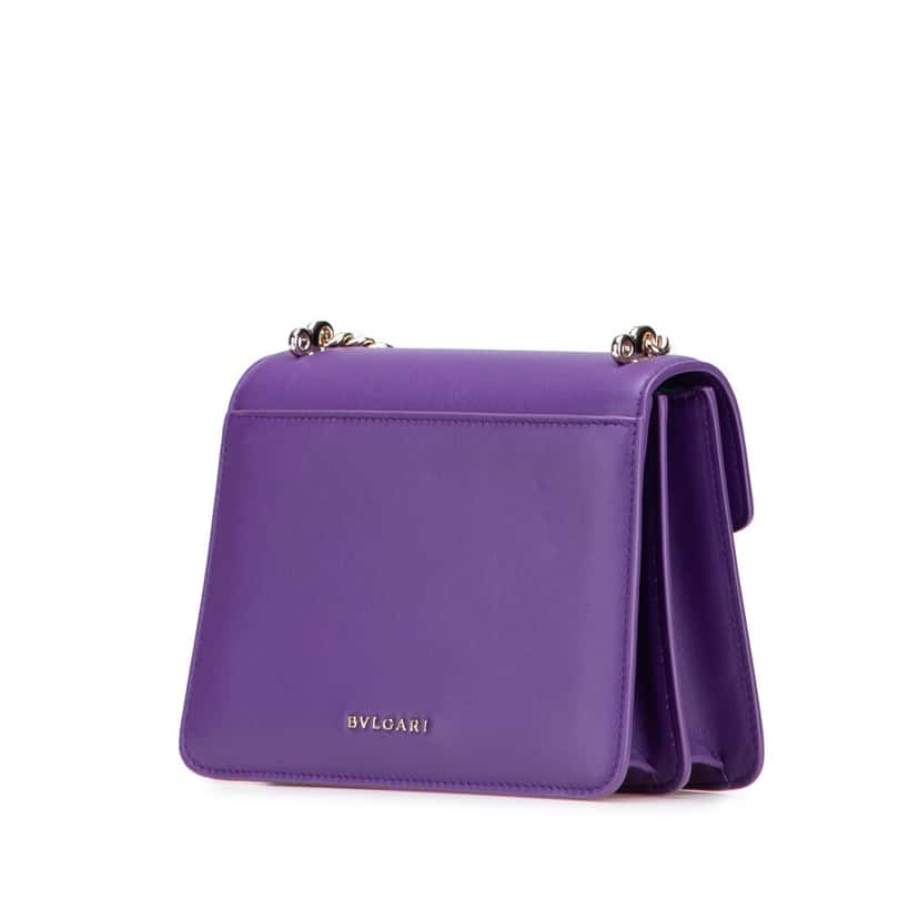 Bvlgari Small Leather Serpenti Forever Maxi Chain Satchel Purple Leather Good condition - Back View