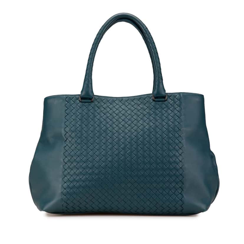 Bottega Veneta Nappa Intrecciato Tote Blue Leather Good condition - Front View