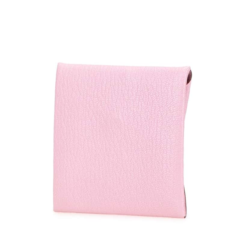 Hermès Chevre Mysore Bastia Coin Pouch Pink Leather Good condition - Back View
