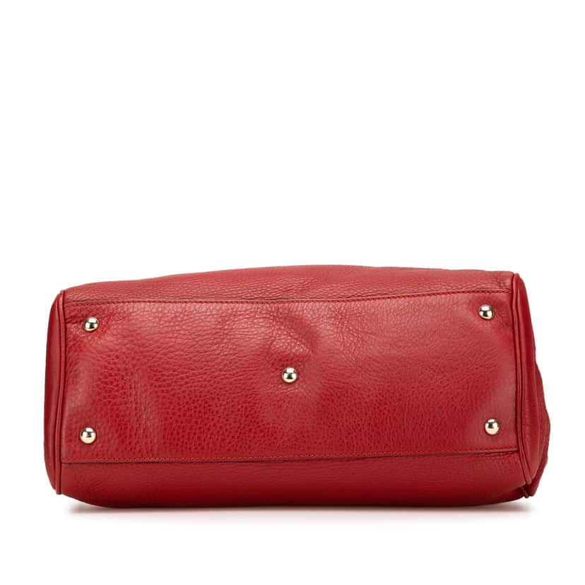 Gucci Medium Calfskin Bamboo Shopper Satchel Red Leather Good condition - Inside View