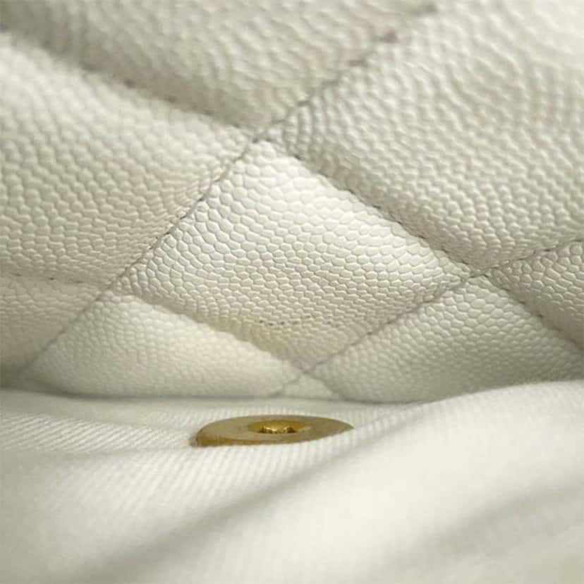 Chanel Mini Caviar School Memory Top Handle Flap White Leather Good condition - Box View