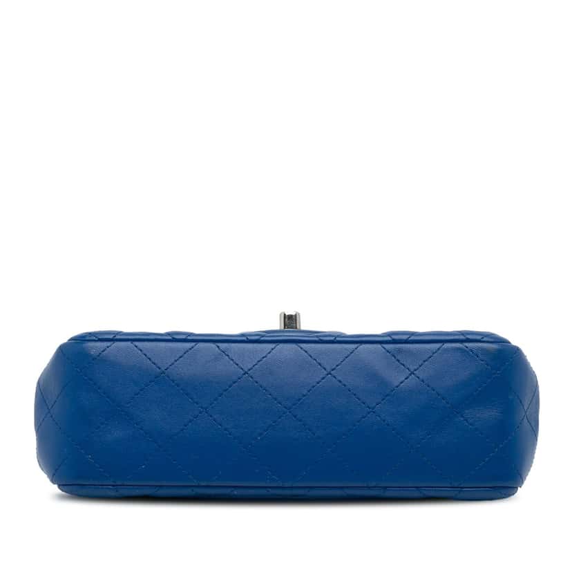 Chanel Mini Rectangular Classic Lambskin Single Flap Blue Leather Fair condition - Box View