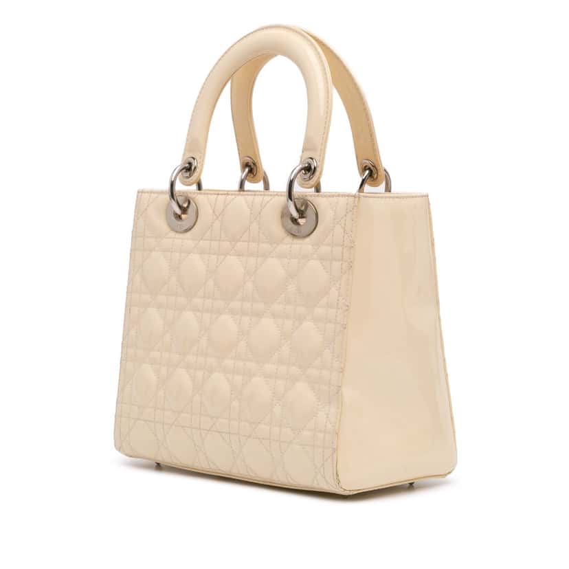 Dior Medium Patent Cannage Lady Dior Brown Leather Good condition - Back View