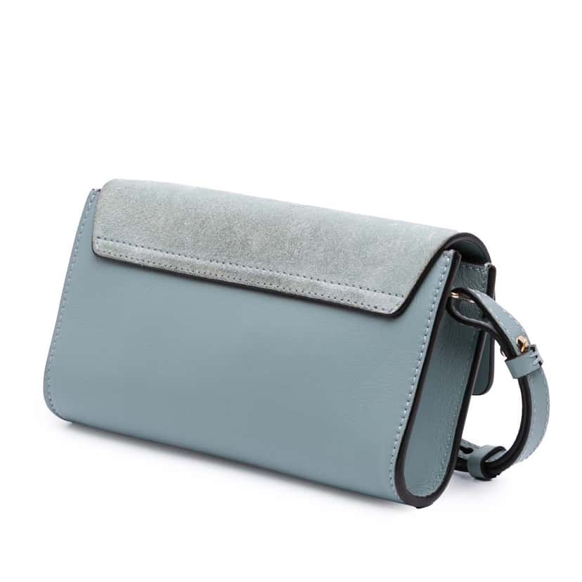 Chloé Mini Suede and Calfskin Faye Crossbody Blue Leather Good condition - Back View