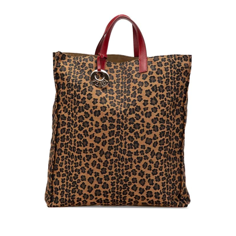 Fendi Leopard Print Canvas Tote Brown Canvas Good condition - Front View
