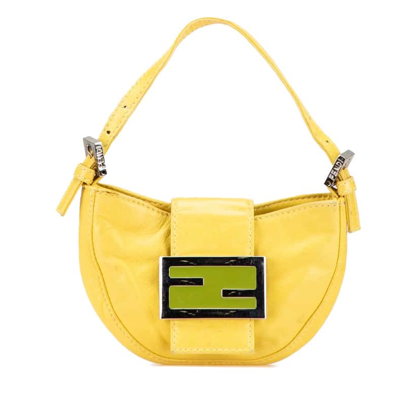 Fendi Mini Leather Croissant Handbag Yellow Leather Fair condition - Front View