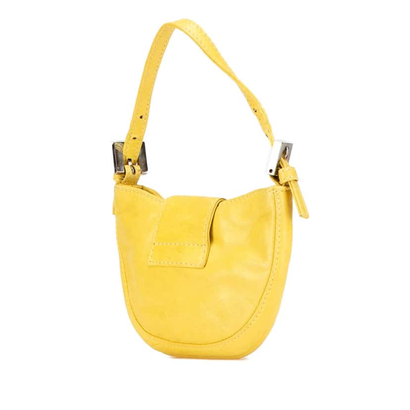 Fendi Mini Leather Croissant Handbag Yellow Leather Fair condition - Back View