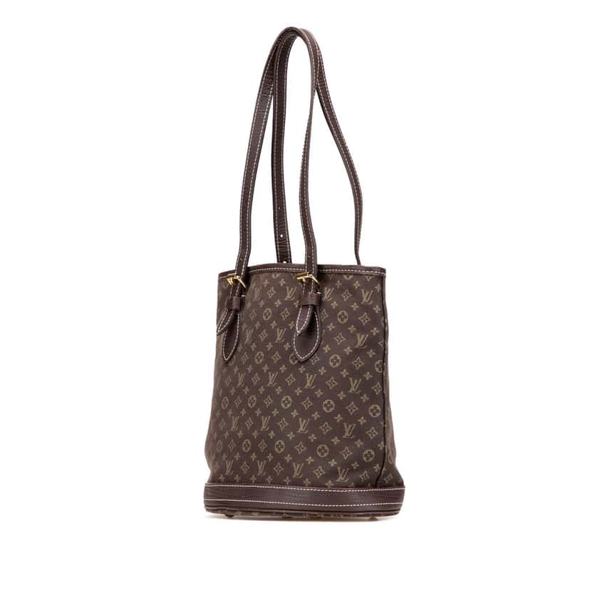 Louis Vuitton Monogram Mini Lin Bucket PM Brown Canvas Good condition - Back View
