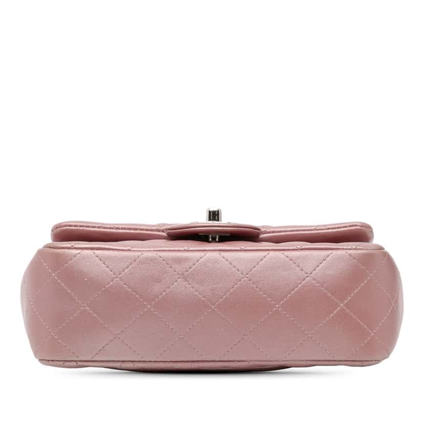 Chanel Mini Rectangular Classic Iridescent Lambskin Single Flap Pink Leather Good condition - Inside View