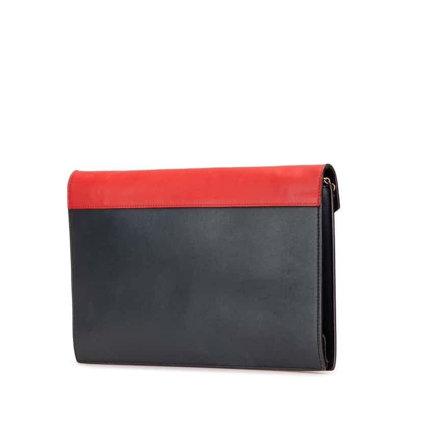 Celine Large Tricolor Leather Pocket Envelope Flap on Chain Blue Leather Good condition - Back View