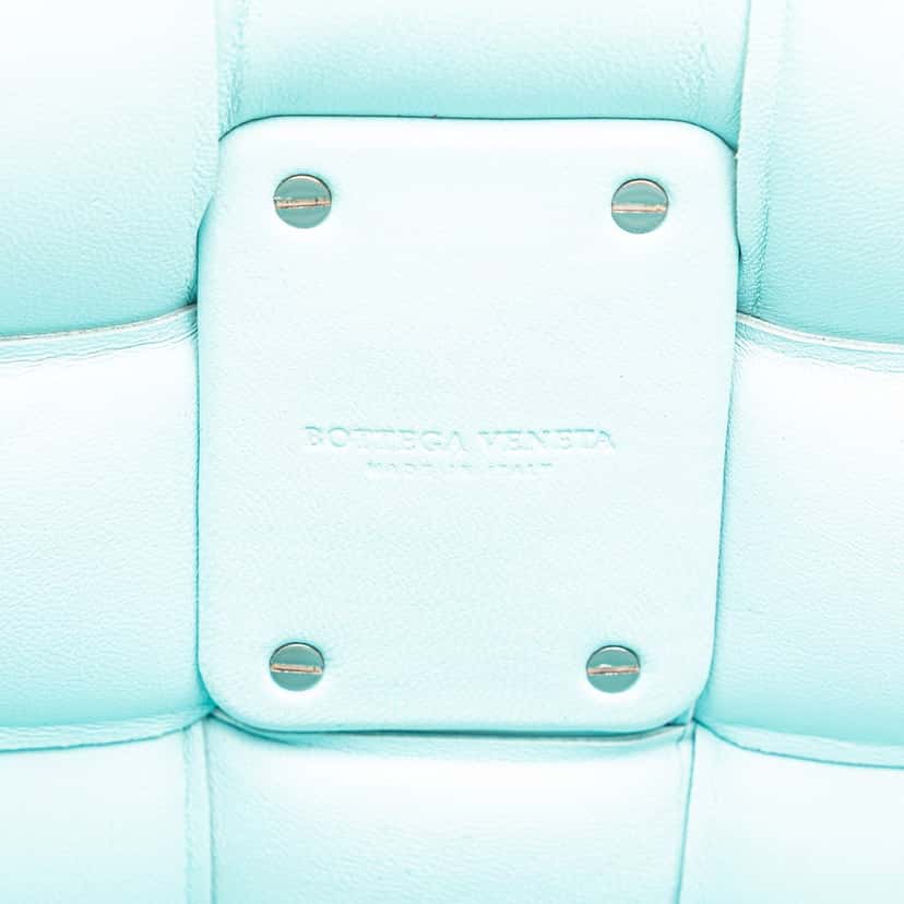 Bottega Veneta Large Lambskin Intreccio Padded Tote Blue Leather Very good condition - Box View