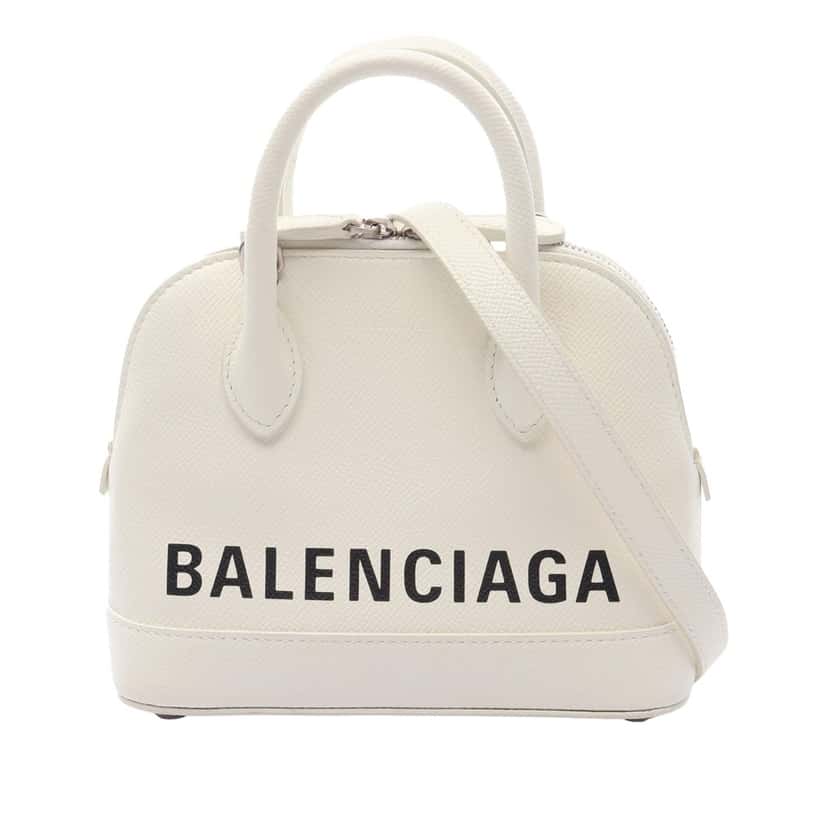 Balenciaga XXS Calfskin Ville Top Handle Bag White Leather Good condition - Front View