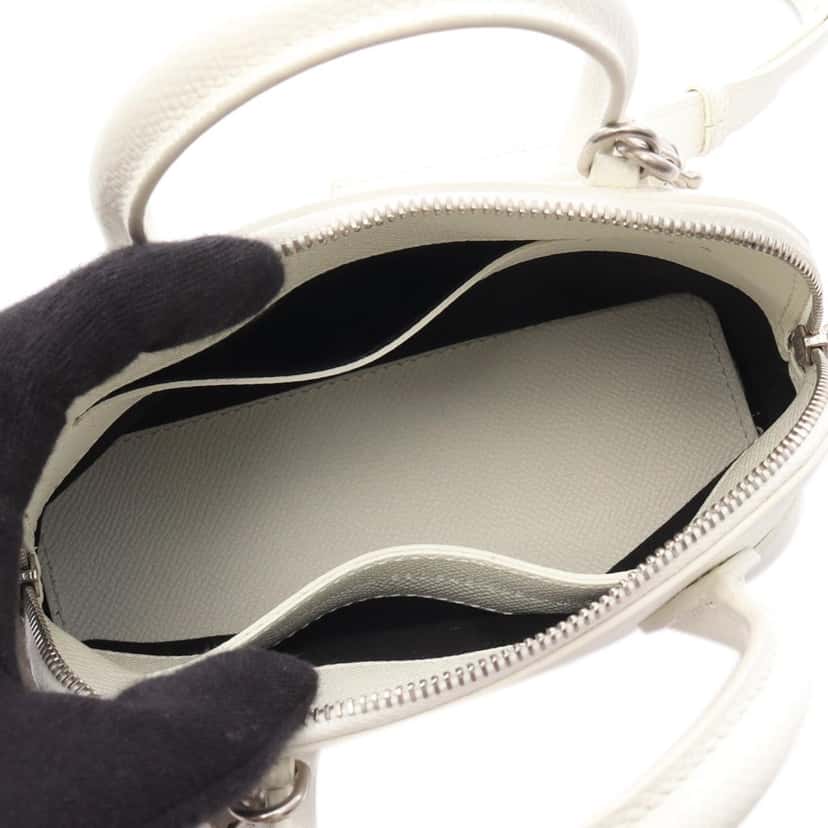 Balenciaga XXS Calfskin Ville Top Handle Bag White Leather Good condition - Inside View