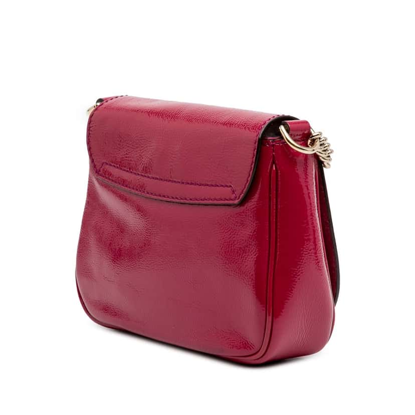 Gucci Small Patent Soho Chain Flap Crossbody Red Leather Good condition - Back View