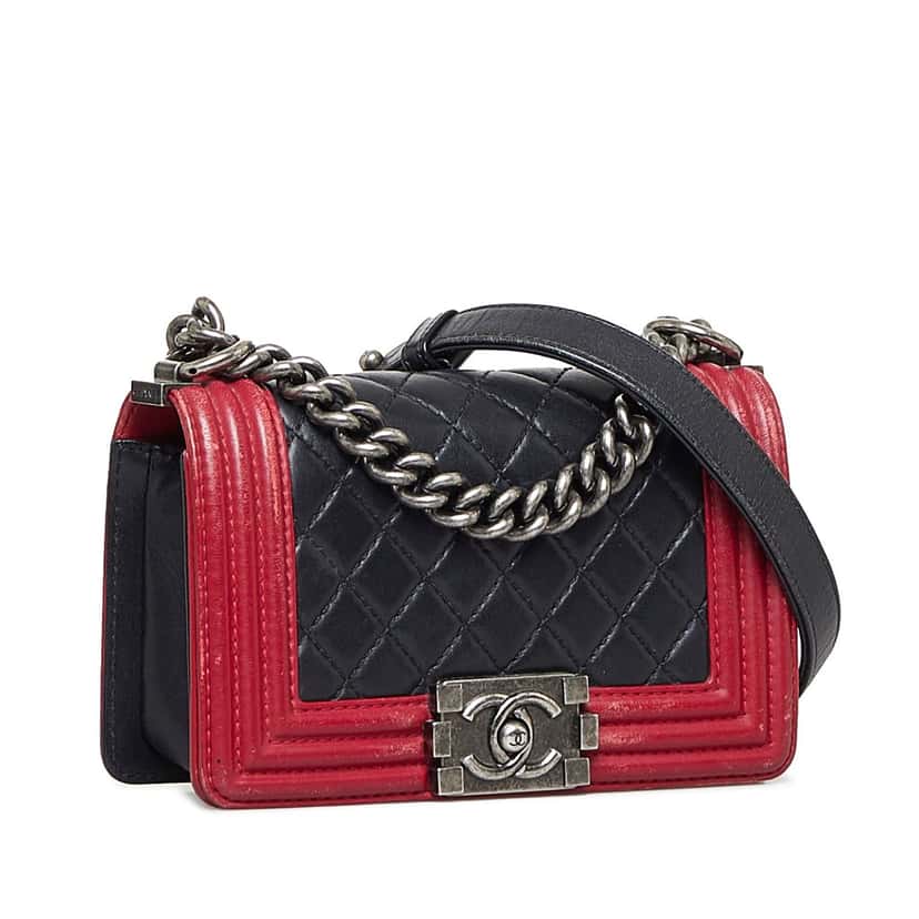 Chanel Small Bicolor Boy Black Leather Good condition - Back View