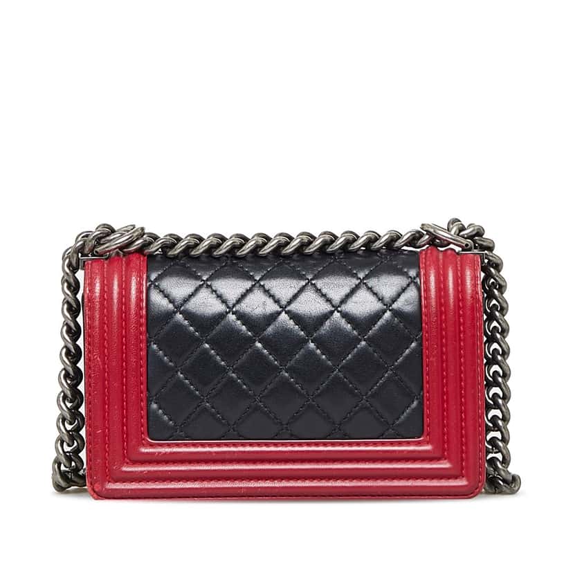 Chanel Small Bicolor Boy Black Leather Good condition - Inside View