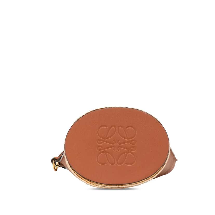Loewe Bicolor Calfskin and Raffia Gate Bucket Bag Yellow Leather Good condition - Inside View