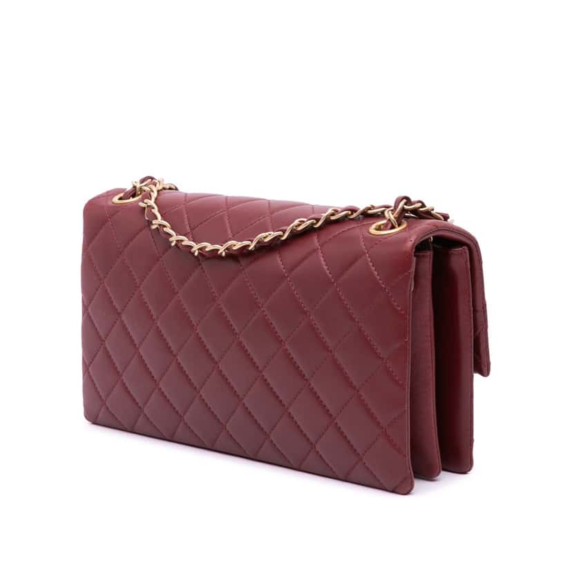 Chanel Quilted Lambskin Pagoda Accordion Flap Red Leather Good condition - Back View