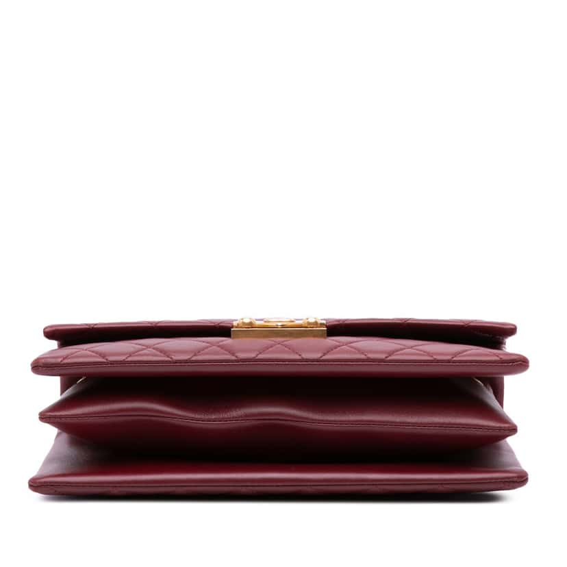 Chanel Quilted Lambskin Pagoda Accordion Flap Red Leather Good condition - Inside View