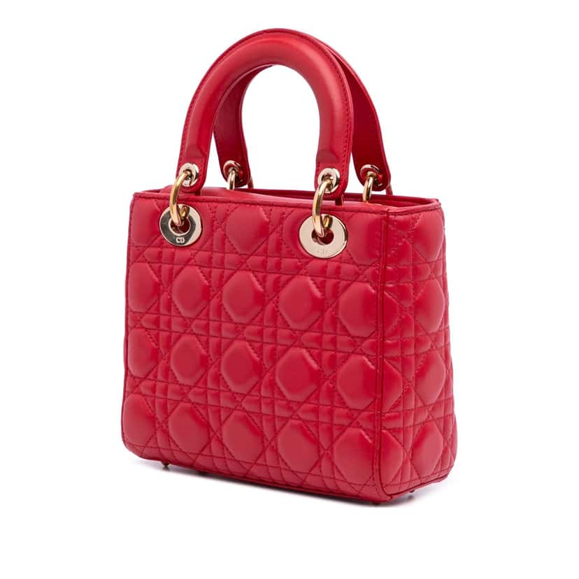 Dior Small Lambskin Cannage My ABCDior Lady Dior Red Leather Good condition - Back View