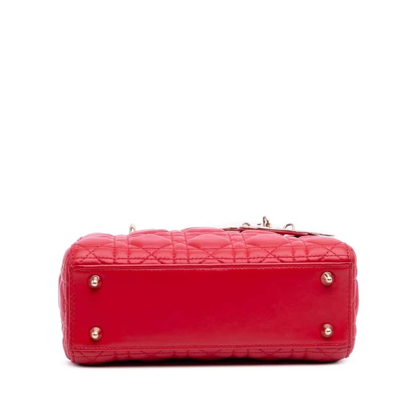Dior Small Lambskin Cannage My ABCDior Lady Dior Red Leather Good condition - Inside View