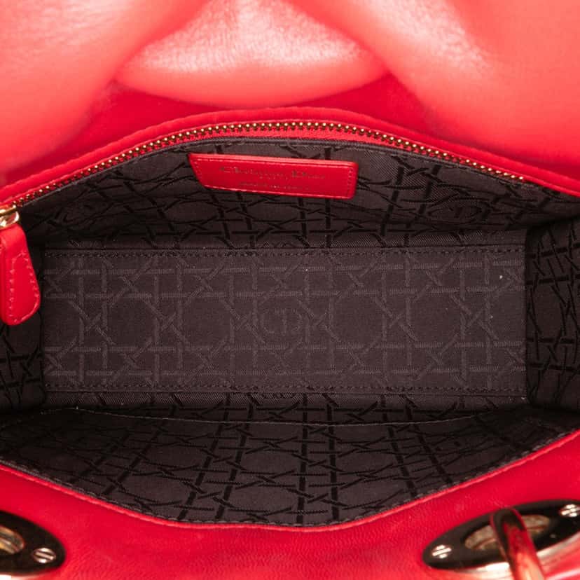 Dior Small Lambskin Cannage My ABCDior Lady Dior Red Leather Good condition - Model View