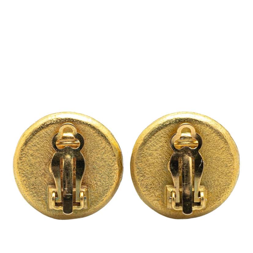 Chanel Gold Plated CC Frog Clip On Earrings Gold Metal Good condition - Back View