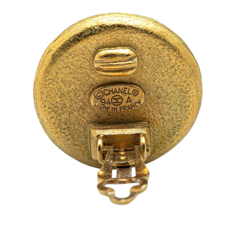 Chanel Gold Plated CC Frog Clip On Earrings Gold Metal Good condition - Inside View