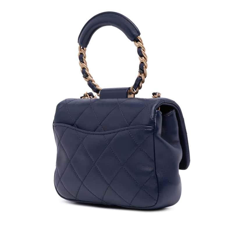 Chanel Mini Lambskin In The Loop Flap Blue Leather Good condition - Back View