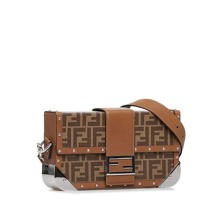 Fendi Zucca Baguette Trunk Brown Canvas Good condition - Back View