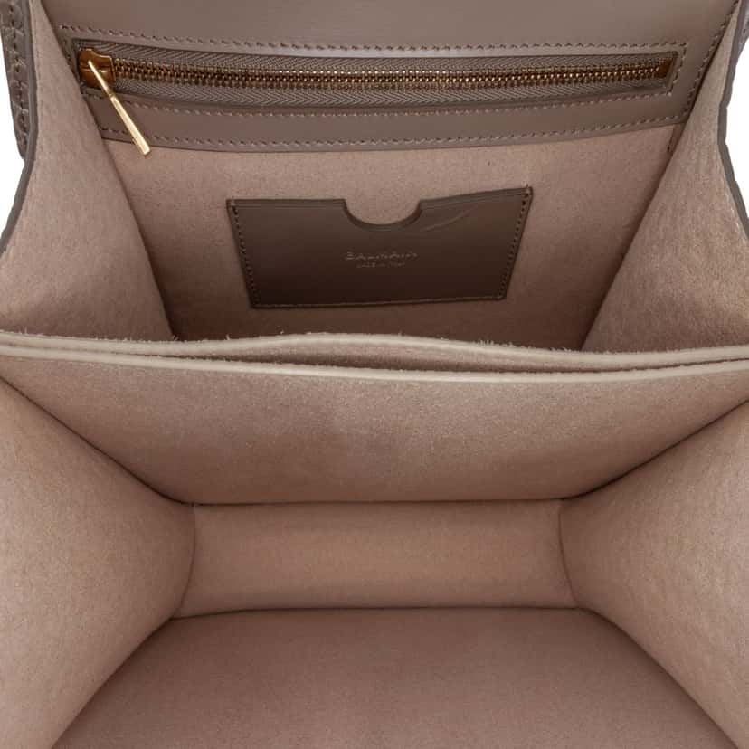 Balmain Embossed Leather Ely Shoulder Bag Brown Leather Good condition - Model View