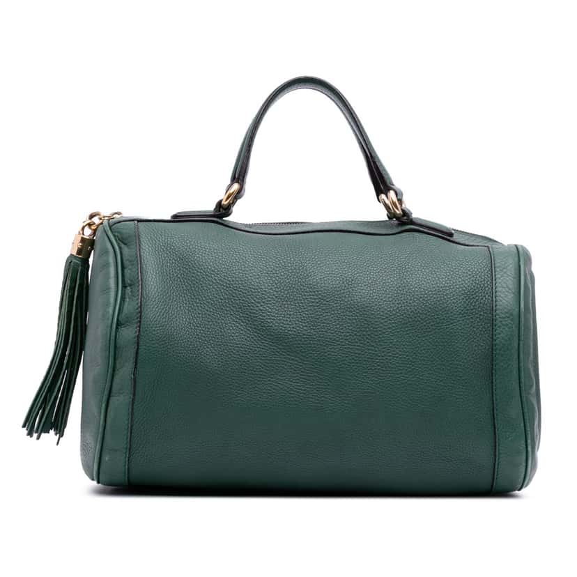 Gucci Pebbled Calfskin Soho Cellarius Boston Bag Green Leather Good condition - Front View