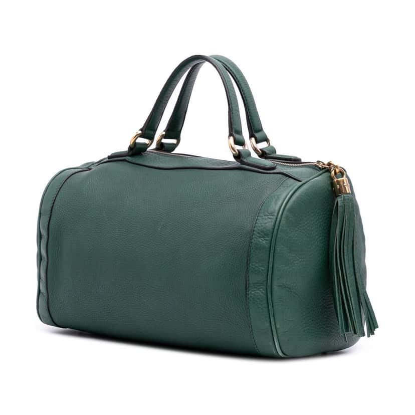 Gucci Pebbled Calfskin Soho Cellarius Boston Bag Green Leather Good condition - Back View
